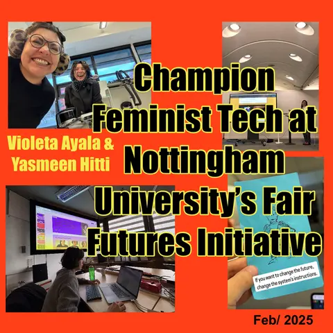 Tarjeta hecha por el estudio: Tecnología feminista en la Universidad de Nottingham. Febrero de 2025