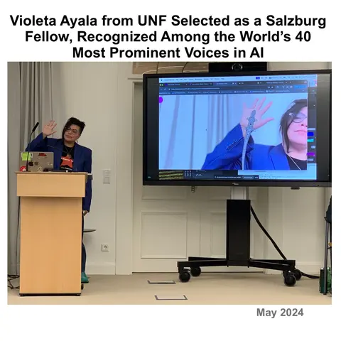 Tarjeta hecha por el estudio: Violeta Ayala es elegida Salzburg Global Fellow. Mayo de 2024