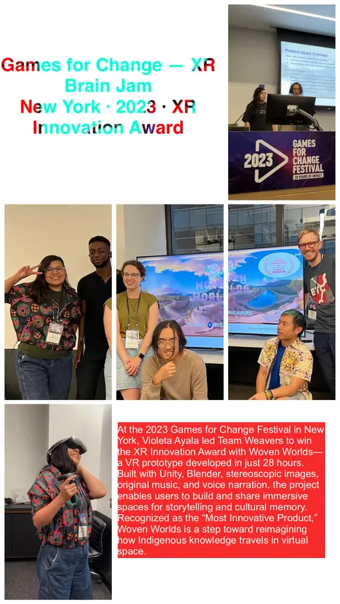 Tarjeta hecha por el estudio: Games for Change XR Brain Jam. 2023