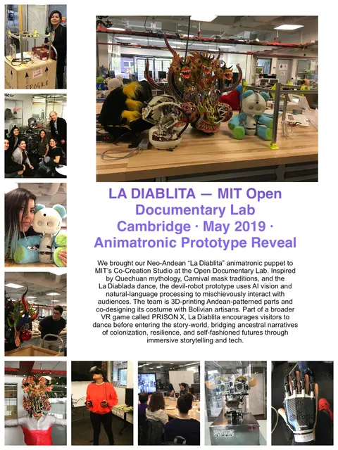 Tarjeta hecha por el estudio: La Diablita en el MIT Open Documentary Lab. Mayo de 2019