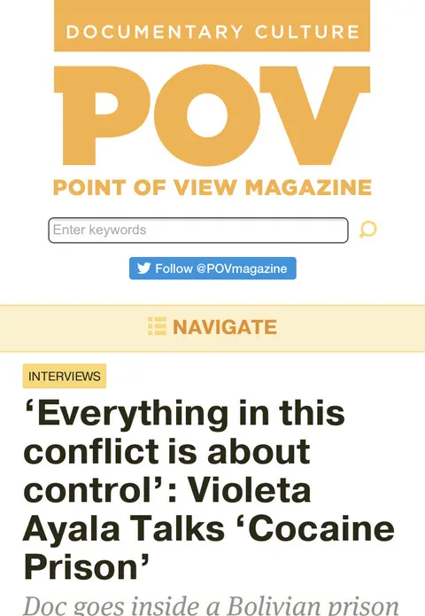 Recorte de prensa: POV Magazine, sobre Cocaine Prison.