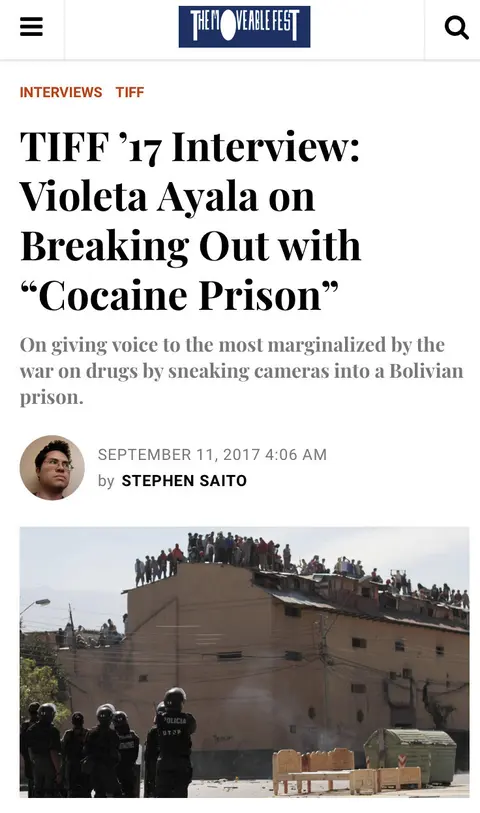 Recorte de prensa: The Moveable Fest, sobre Cocaine Prison.