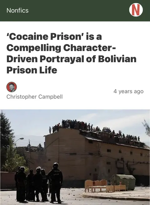Recorte de prensa: Nonfics, sobre Cocaine Prison.