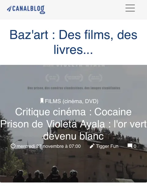 Recorte de prensa: Baz'art, sobre Cocaine Prison.