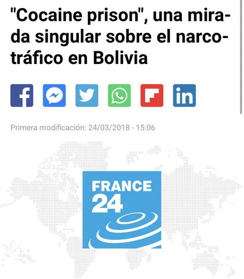 Recorte de prensa: France 24, sobre Cocaine Prison.