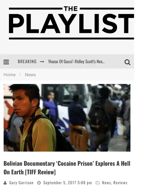 Recorte de prensa: The Playlist, sobre Cocaine Prison.