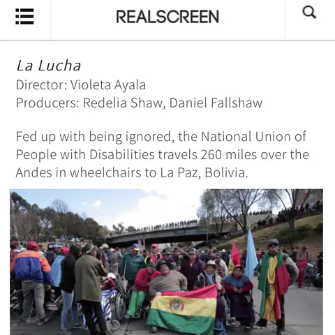 Recorte de prensa: Realscreen, sobre La Lucha.