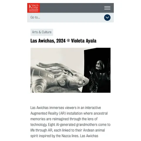 Recorte de prensa: King's College London, sobre Las Awichas.