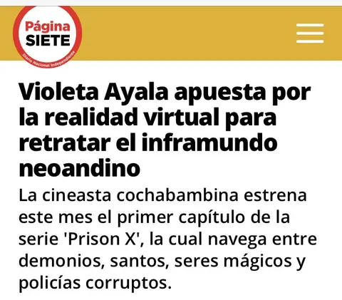 Recorte de prensa: Página Siete, sobre Prison X.