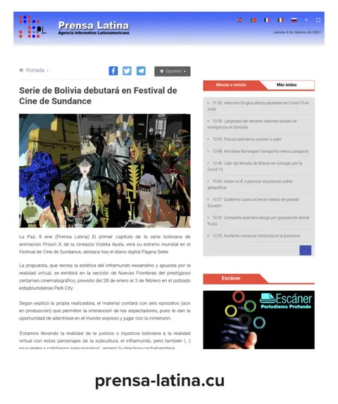 Recorte de prensa: Prensa Latina, sobre Prison X.