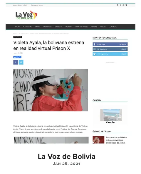Recorte de prensa: La Voz de Bolivia, sobre Prison X.