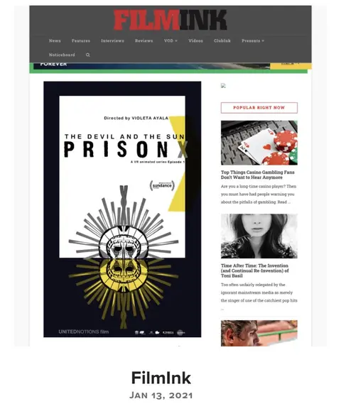Recorte de prensa: FilmInk, sobre Prison X.