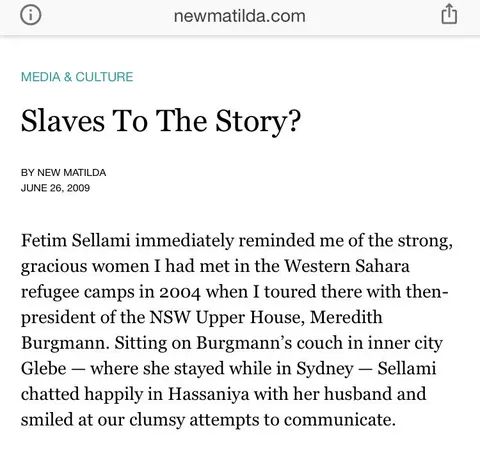 Recorte de prensa: New Matilda, sobre Stolen.