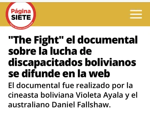 Recorte de prensa: Página Siete, sobre The Fight.