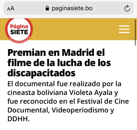 Recorte de prensa: Página Siete, sobre The Fight.