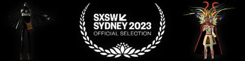 El laurel de SXSW Sydney 2023, Official Selection, entre dos personajes de Prison X sobre un fondo negro.