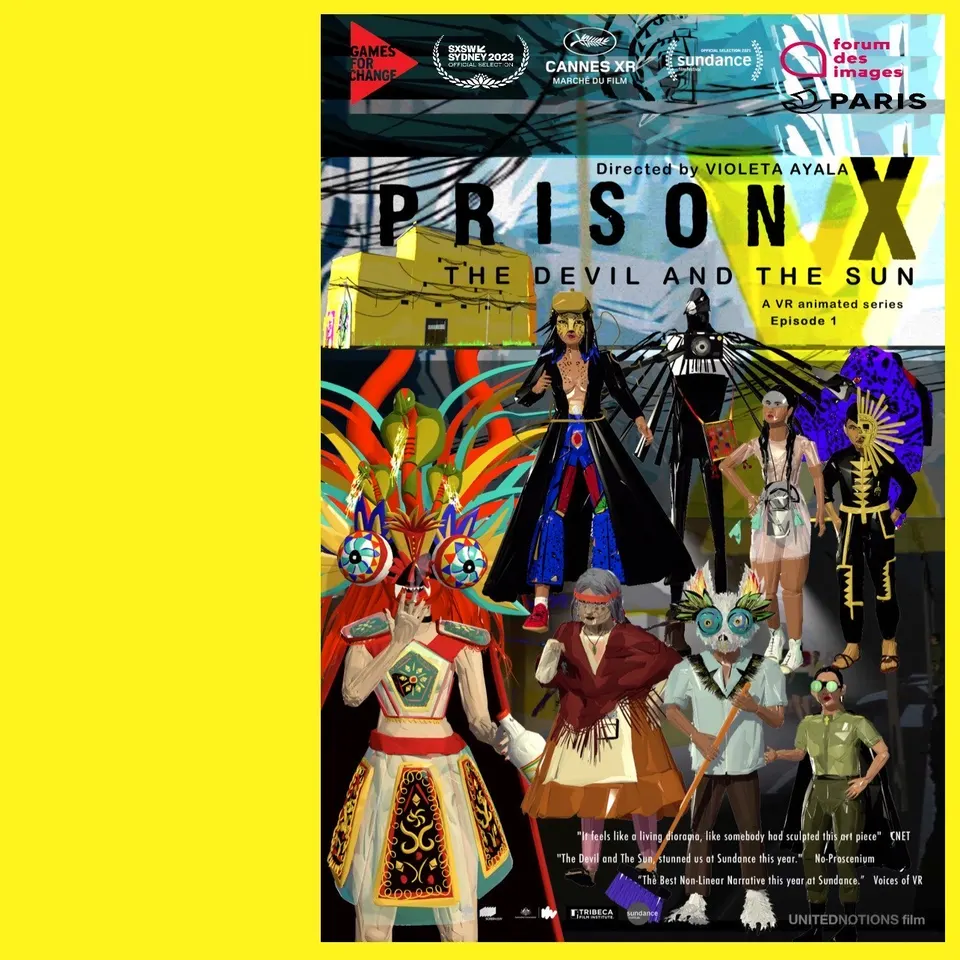 El afiche de Prison X: The Devil and the Sun, sobre un fondo amarillo.